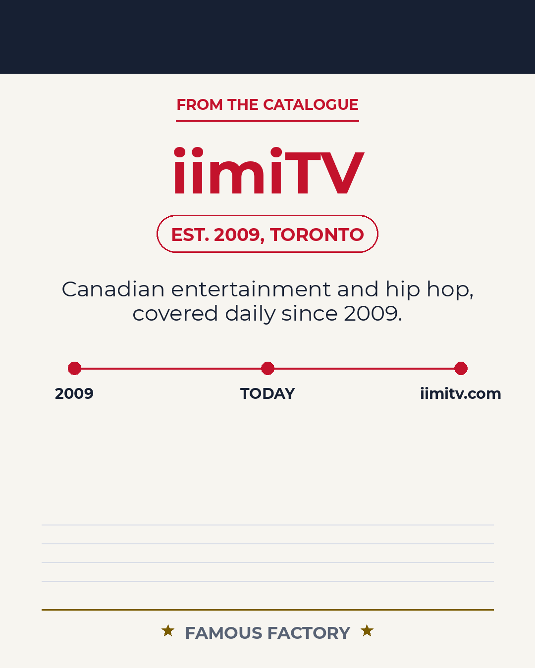 From the Catalogue card for iimiTV, publishing since 2009